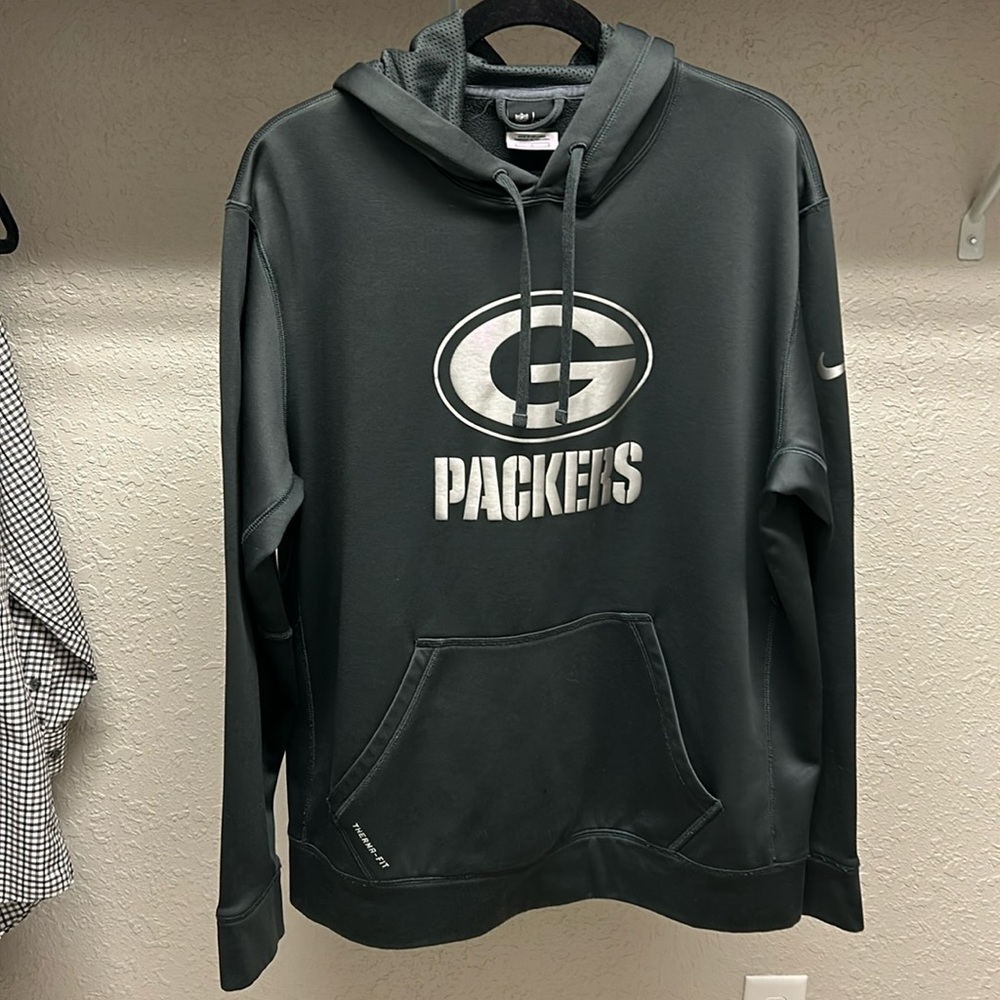 Vintage Nike Mens Green Bay Packers Sideline Apparel Hoodie Sweatshirt Large NFL